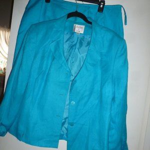 Collections for Le Suit 2PC SKIRT/ JACKET  Linen blend  Blue Suit  NWT